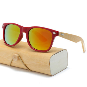 Wood Sunglasses Women square bamboo Handmade with case
