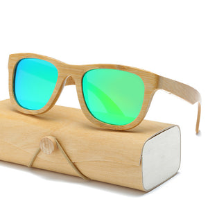 Wood Sunglasses Women square bamboo Handmade with case