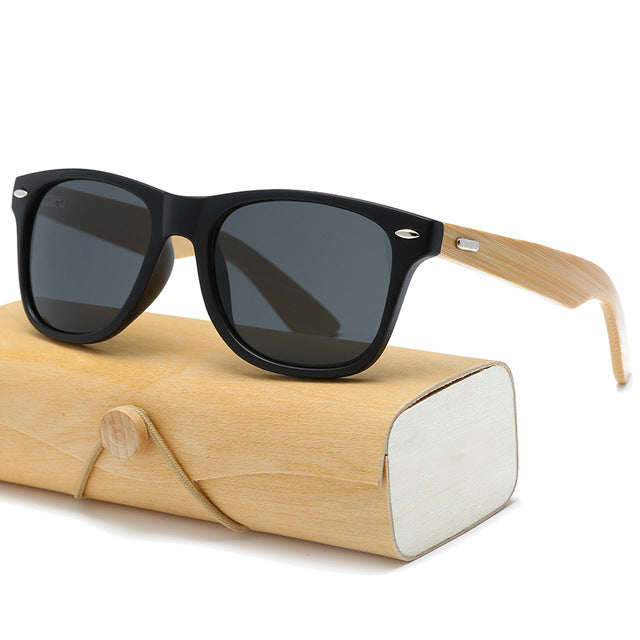 Wood Sunglasses Women square bamboo Handmade with case