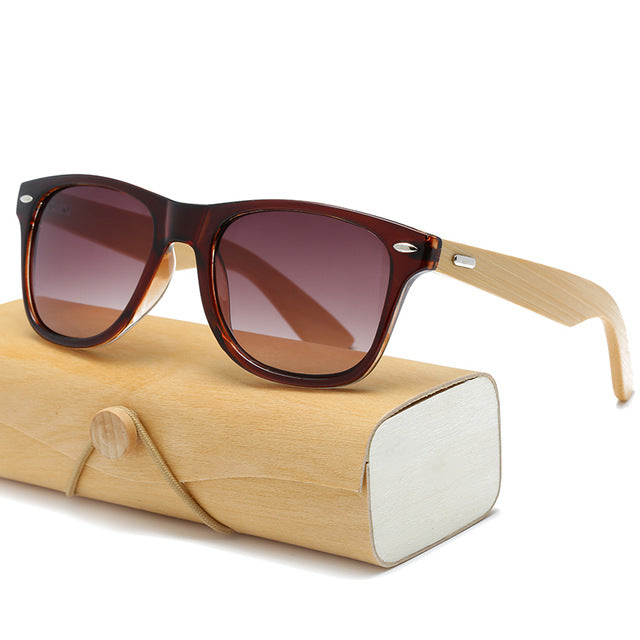 Wood Sunglasses Women square bamboo Handmade with case
