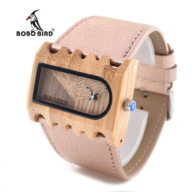 Ladies Wooden Watch Genuine Leather