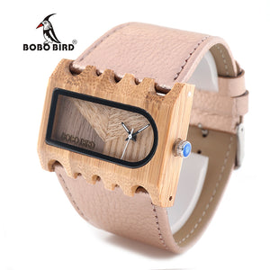 Ladies Wooden Watch Genuine Leather